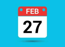 febrero 27 calendario fecha plano icono día 27 vector ilustración