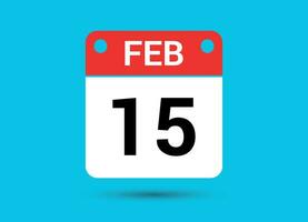 February 15 Calendar Date Flat Icon Day 15 Vector Illustration