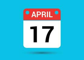 April 17 Calendar Date Flat Icon Day 17 Vector Illustration