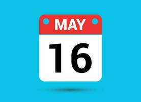 May 16 Calendar Date Flat Icon Day 16 Vector Illustration