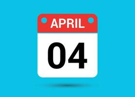 April 4 Calendar Date Flat Icon Day 4 Vector Illustration
