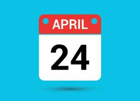 April 24 Calendar Date Flat Icon Day 24 Vector Illustration