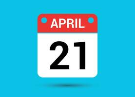 April 21 Calendar Date Flat Icon Day 21 Vector Illustration