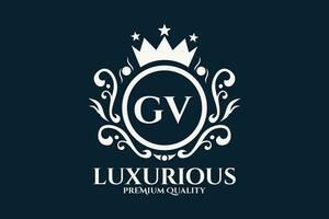 Initial  Letter GV Royal Luxury Logo template in vector art for luxurious branding  vector illustration.