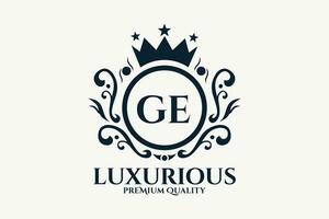 Initial  Letter GE Royal Luxury Logo template in vector art for luxurious branding  vector illustration.