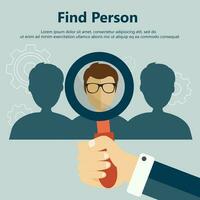 encontrar el Derecha persona para el trabajo concepto. contratación y reclutamiento nuevo empleados. plano vector diseño