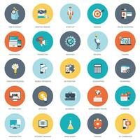 Set of flat design icons for business, pay per click, creative process, searching, web analysis, time is money, on line shopping. Icons for website development and mobile phone services and apps. vector