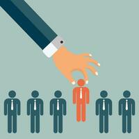 Find the right person for the job concept. Hiring and recruiting new employees. Flat vector design