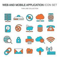 Web and mobile application icon set for computing, data storage, search engine optimization, technology. Flat vector illustration