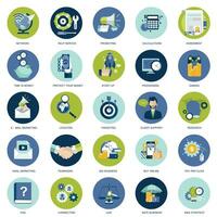 Set of flat design icons for business, pay per click, creative process, searching, web analysis, time is money, on line shopping. Icons for website development and mobile phone services and apps. vector