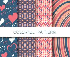 Colorful pattern set. Background patterns for fabric and paper. Flat vector illustration