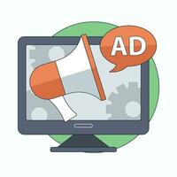 Digital marketing and advertising concept. Flat vector illustration.