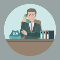 Support service concept. Technical support assistant in office. Flat vector illustration.