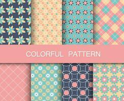 Colorful pattern set. Background patterns for fabric and paper. Flat vector illustration