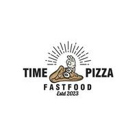 Pizza mascota rápido comida logo diseño vector modelo