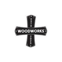 vintage wood work logo design vector template illustration