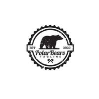 vintage bear logo design vector template illustration