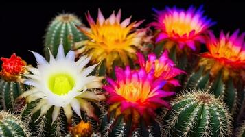 Exploring the World of Colorful Cacti. Generative AI photo