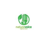 design logo microphone with leaf vector illustration