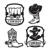 Set of cowboy western logo vector template.