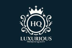 Initial  Letter HQ Royal Luxury Logo template in vector art for luxurious branding  vector illustration.