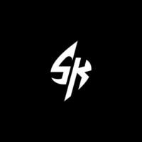 SK monogram logo esport or gaming initial concept vector