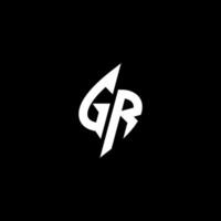 GR monogram logo esport or gaming initial concept vector