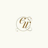 CW wedding monogram initial in perfect details vector