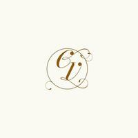 CV wedding monogram initial in perfect details vector