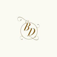 BD wedding monogram initial in perfect details vector