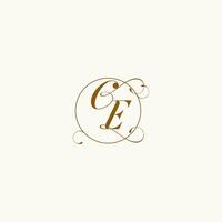 CE wedding monogram initial in perfect details vector
