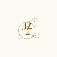 MZ wedding monogram initial in perfect details vector