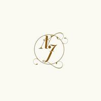 NJ wedding monogram initial in perfect details vector