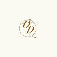 OD wedding monogram initial in perfect details vector