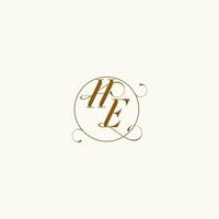 HE wedding monogram initial in perfect details vector