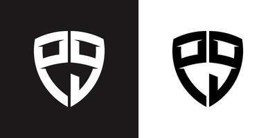 Initial P G letter shield logo design, Sport logo design template vector