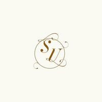 SU wedding monogram initial in perfect details vector