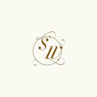 SW wedding monogram initial in perfect details vector