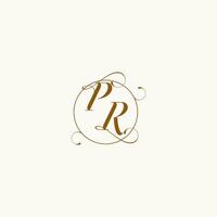 PR wedding monogram initial in perfect details vector