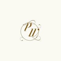 PW wedding monogram initial in perfect details vector