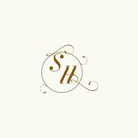 SH wedding monogram initial in perfect details vector