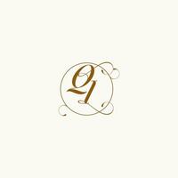 QI wedding monogram initial in perfect details vector