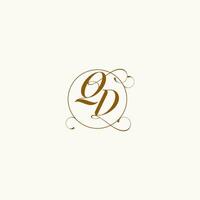 QD wedding monogram initial in perfect details vector