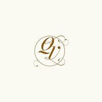 QV wedding monogram initial in perfect details vector