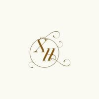 XH wedding monogram initial in perfect details vector