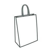 Vector illustration of white shopping paper bag isolated on light background