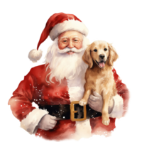 ai gerado santa e cachorro para Natal evento. aguarela estilo. ai gerado png