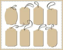 Set of 8 brown price tags on white background vector