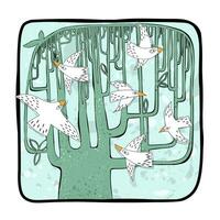 Birds and Tree Vector Illustration Hand Draw