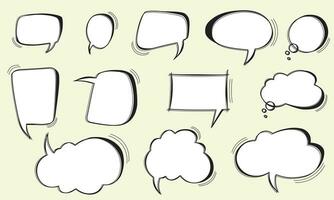 Set hand drawn speech bubble or chat bubble. vector